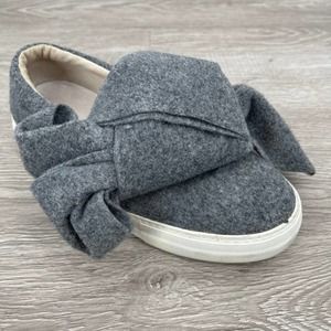 JOSHUA SANDERS Gray Felt Bow Slip on Sneakers Shoes  Made in Italy - Sz 37 EUC